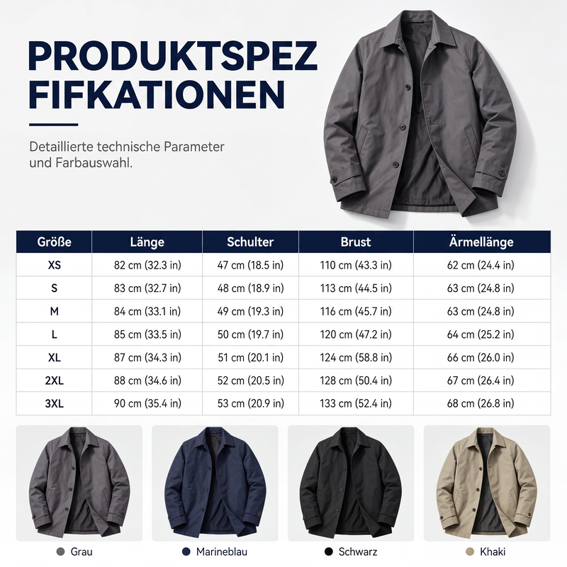 🧥 Wasserdichter mittellanger Herren-Trenchcoat | Lockerer City-Look