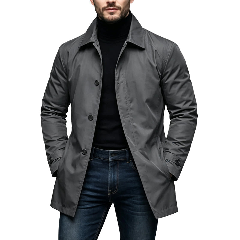 🧥 Wasserdichter mittellanger Herren-Trenchcoat | Lockerer City-Look