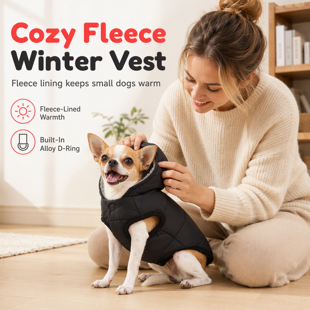 Gefütterter Hundemantel mit Kapuze für den Winter