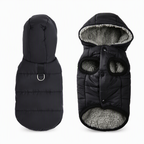 🐕 50 % Rabatt – Gefütterter Hundemantel mit Kapuze | Winddicht, Polar-Fleece & Leinenring