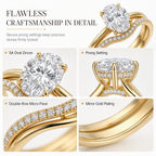 ✨ 14K vergoldeter Kupferring mit ovalem 5A-Zirkonia | Doppelband-Design
