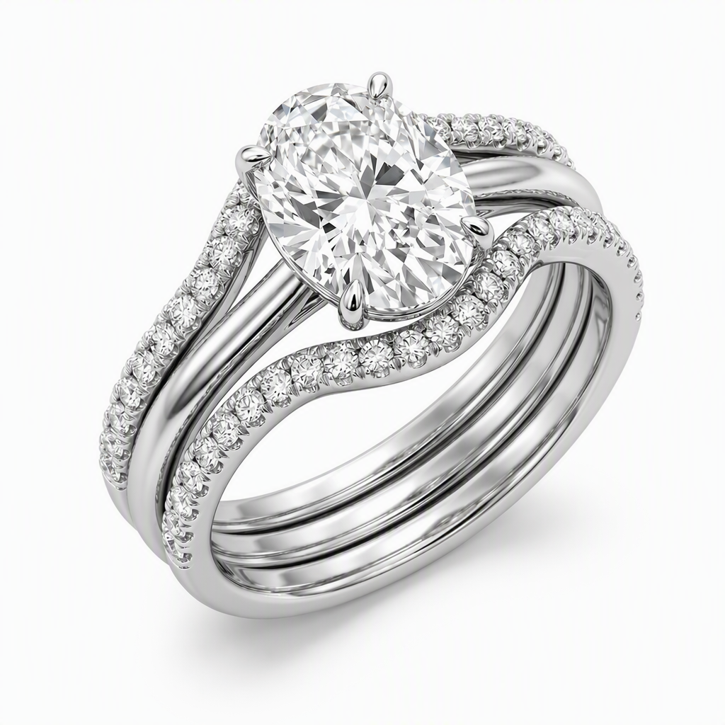✨ 14K vergoldeter Kupferring mit ovalem 5A-Zirkonia | Doppelband-Design