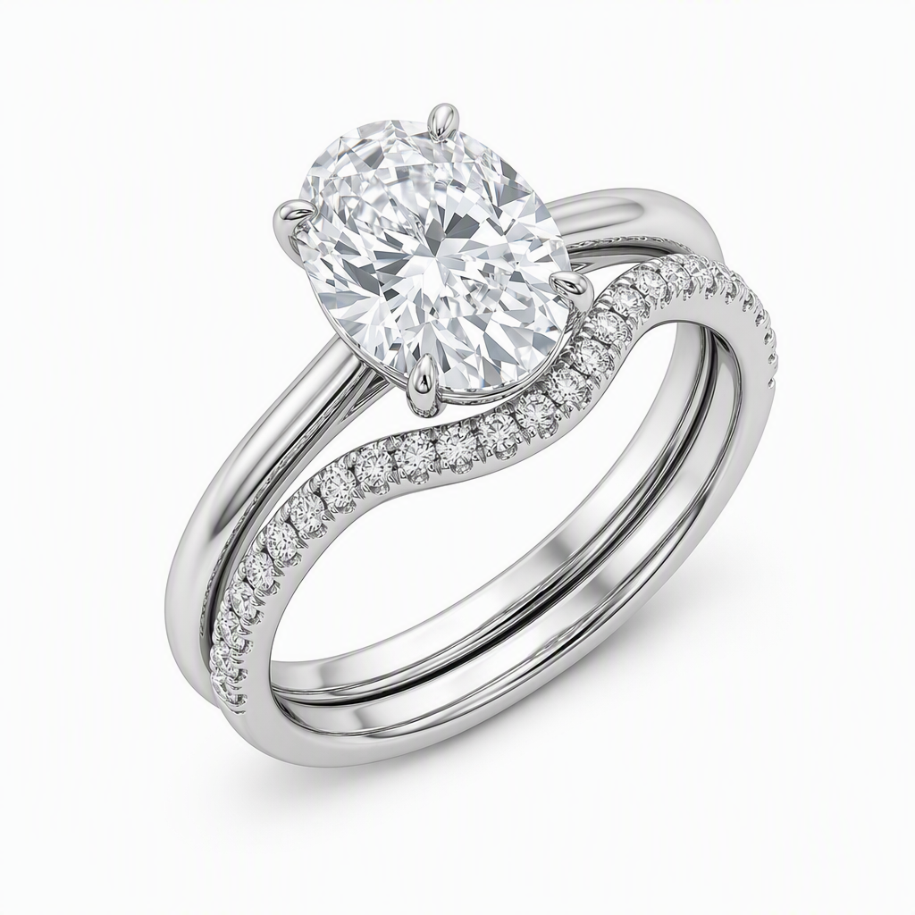 ✨ 14K vergoldeter Kupferring mit ovalem 5A-Zirkonia | Doppelband-Design