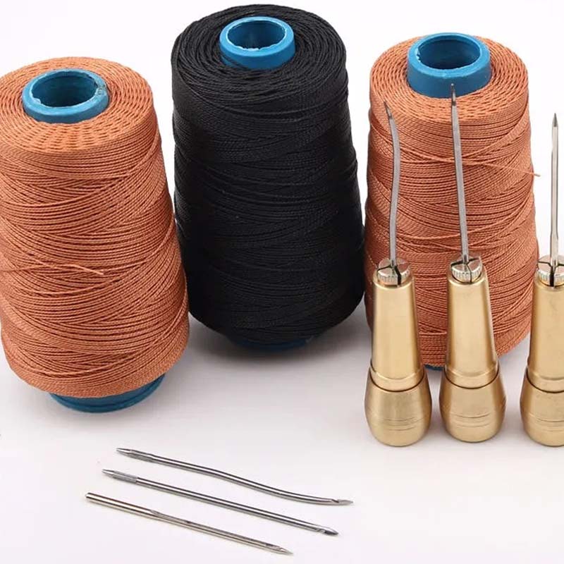 Leder-Nähahlen-Set mit gewachstem Garn und austauschbaren Nadeln
