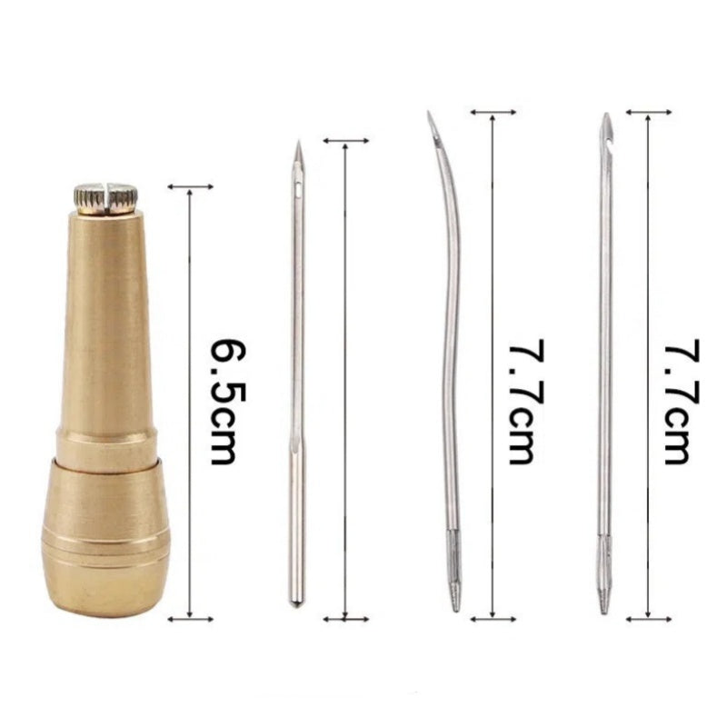 🧵 Leder-Nähahlen-Set mit gewachstem Garn | Austauschbare Nadeln für Leder & Canvas