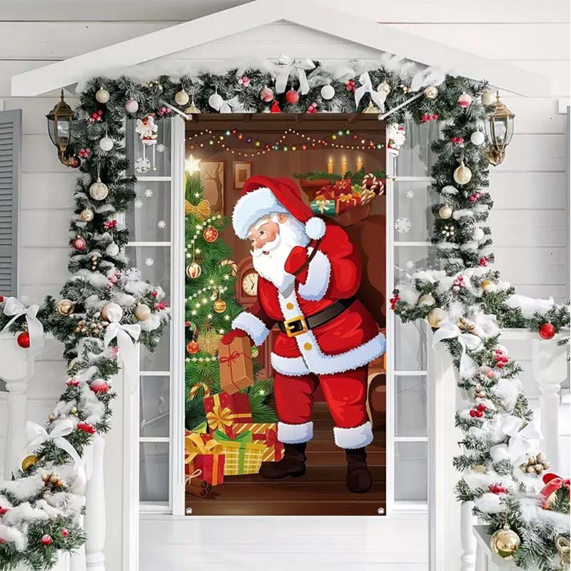 🎄 Weihnachts-Türbezug 90 × 180 cm | Schnelle Festtagsdeko