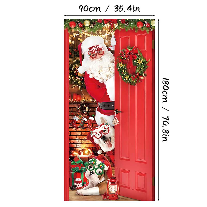 🎄 Weihnachts-Türbezug 90 × 180 cm | Schnelle Festtagsdeko