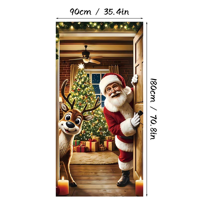 🎄 Weihnachts-Türbezug 90 × 180 cm | Schnelle Festtagsdeko