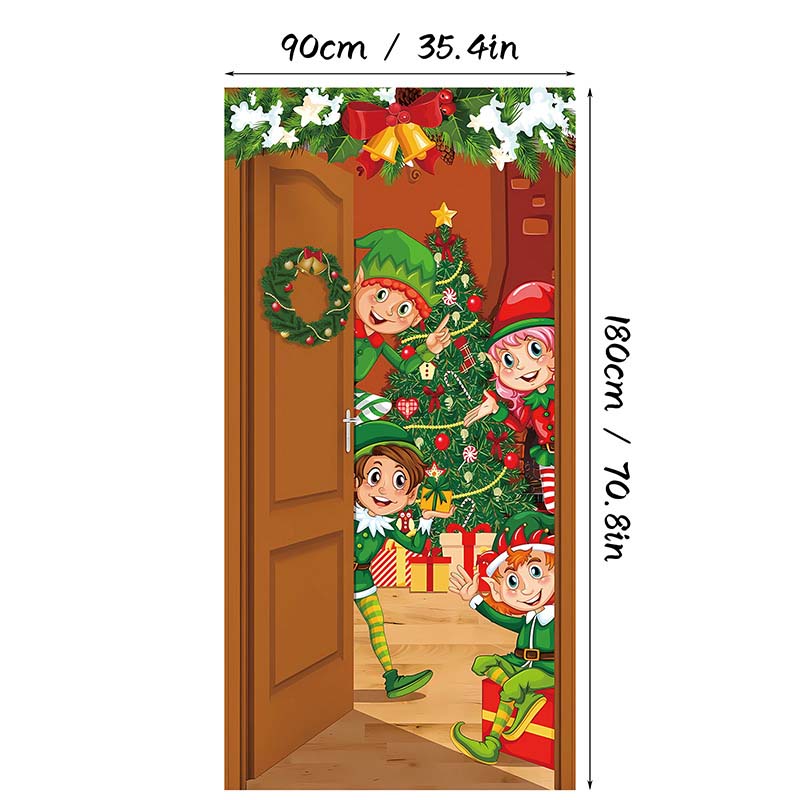 🎄 Weihnachts-Türbezug 90 × 180 cm | Schnelle Festtagsdeko