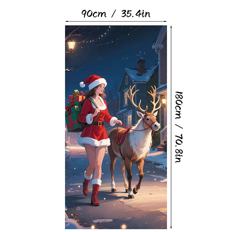 🎄 Weihnachts-Türbezug 90 × 180 cm | Schnelle Festtagsdeko