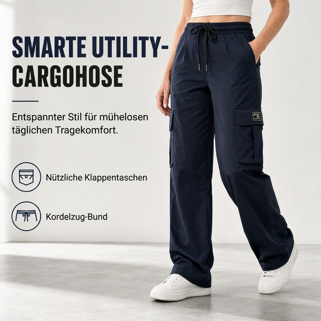 🔥 50% RABATT 🎯 Damen-Cargohose – lockere Passform, gerades Bein & elastischer Bund mit Kordelzug