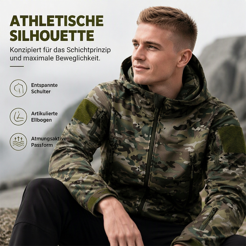 Outdoor-Kapuzenjacke im Tarnmuster für Herren