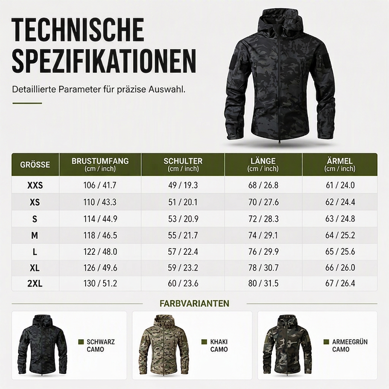 Camouflage-Kapuzenjacke für Outdoor und Freizeit