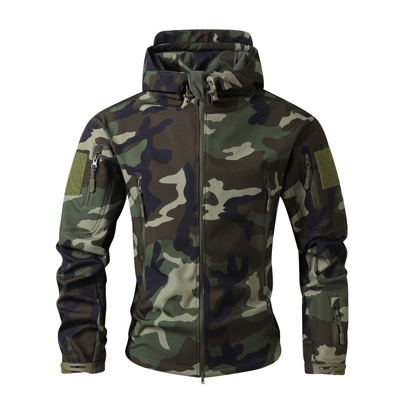 Outdoor-Camouflage-Kapuzenjacke – Detailansicht