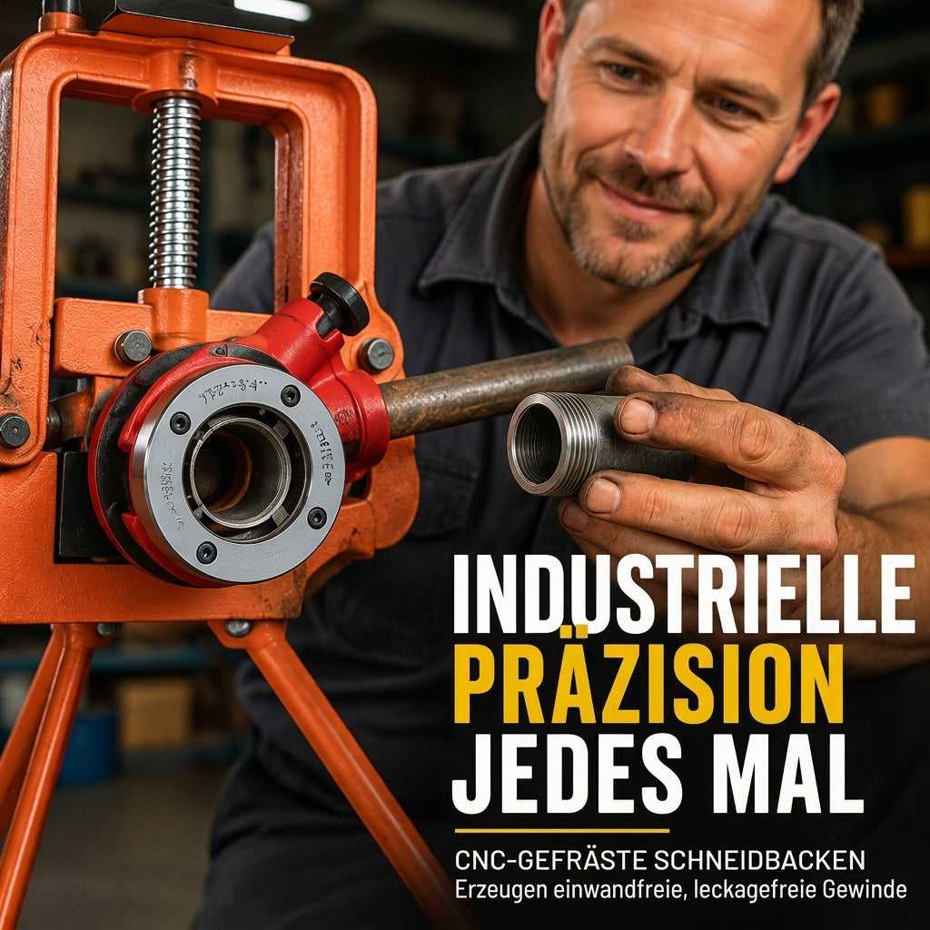 📢📢50% RABATT !!⏰Manuelles Gewindeschneidwerkzeug-Set für Rohre mit Ratschengriff und Schneideisenköpfen