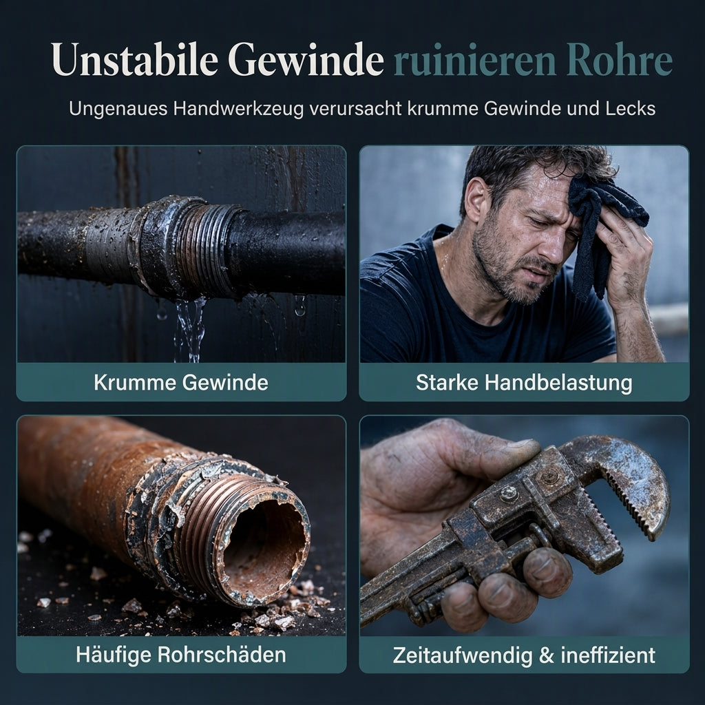 📢📢50% RABATT !!⏰Manuelles Gewindeschneidwerkzeug-Set für Rohre mit Ratschengriff und Schneideisenköpfen