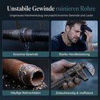 📢📢50% RABATT !!⏰Manuelles Gewindeschneidwerkzeug-Set für Rohre mit Ratschengriff und Schneideisenköpfen