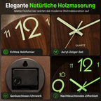 🔥 Zeitlich begrenztes Angebot 🕰️ 12 Zoll geräuschlose hölzerne Wanduhr – mit leuchtender Anzeige und MDF-Holzoptik ✨