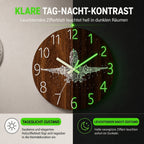 🔥 Zeitlich begrenztes Angebot 🕰️ 12 Zoll geräuschlose hölzerne Wanduhr – mit leuchtender Anzeige und MDF-Holzoptik ✨