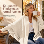 Damen lockere Strickjacke mit Fledermausärmeln, offener Front, Überwurf für Herbst und Winter