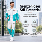 📢🎉 50% RABATT 🛍️✨Herren Farbblock-Reißverschlussjacke und Kordelhosen-Set