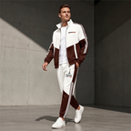 📢🎉 50% RABATT 🛍️✨Herren Farbblock-Reißverschlussjacke und Kordelhosen-Set