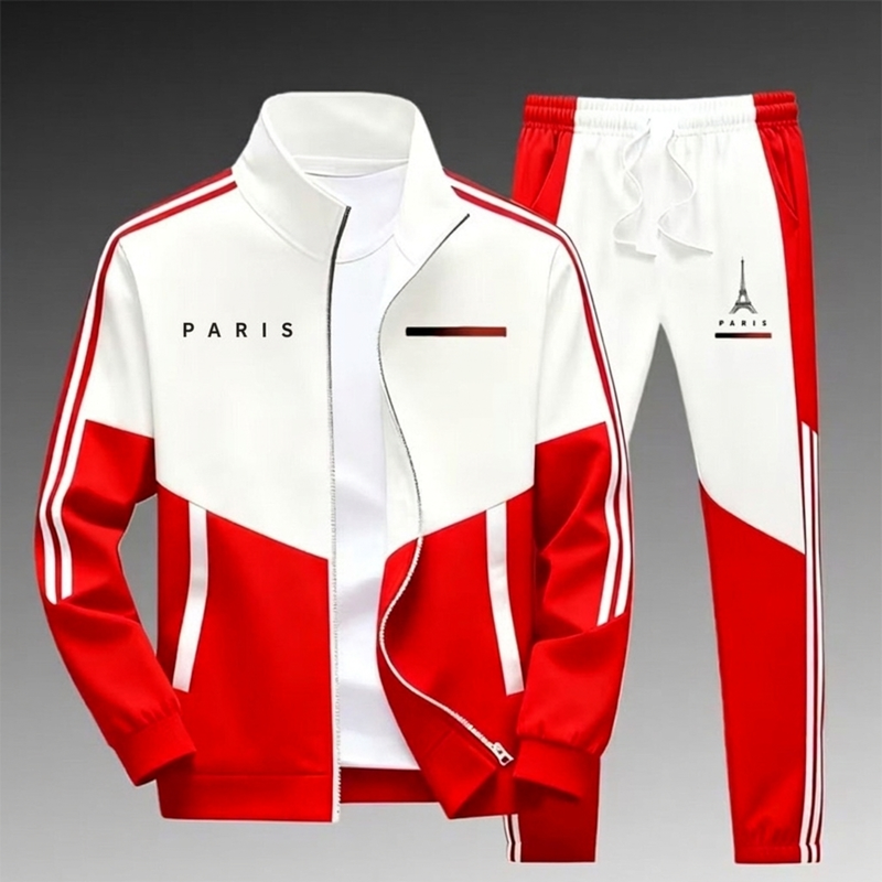 📢🎉 50% RABATT 🛍️✨Herren Farbblock-Reißverschlussjacke und Kordelhosen-Set