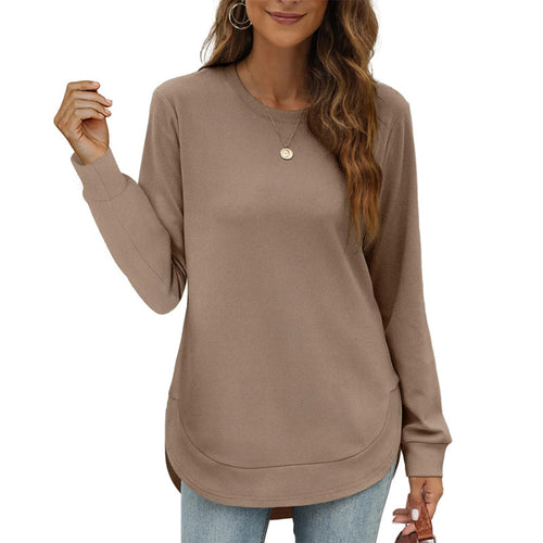 Damen-Langarmshirt mit geschwungenem High-Low-Saum