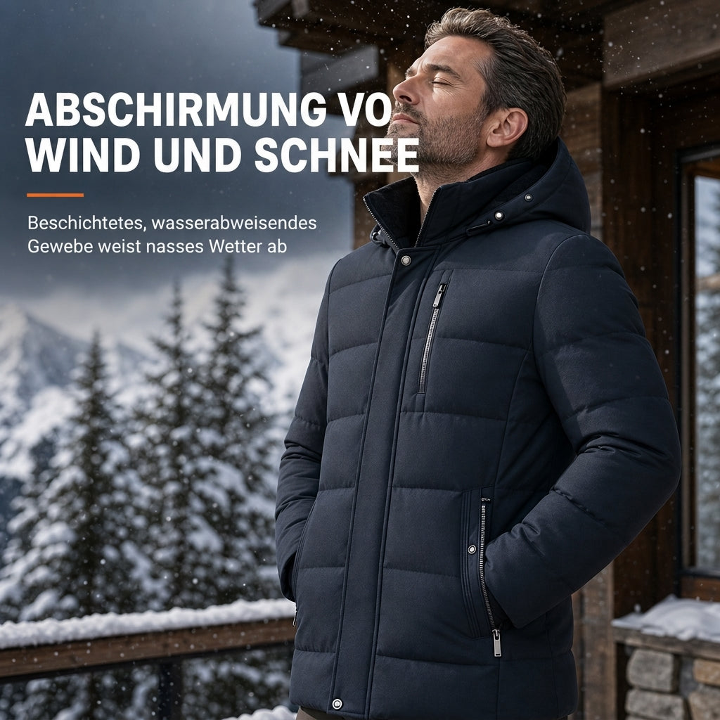 🎯 50% Rabatt + Gratis Versand! 🚚 Herren mittellange wattierte Winterjacke, business-elegant & lässig, für Männer mittleren Alters