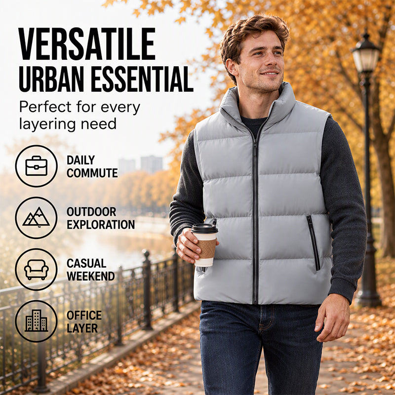🔥 50 % RABATT – Klassische Herren-Steppweste mit Stehkragen | M–4XL