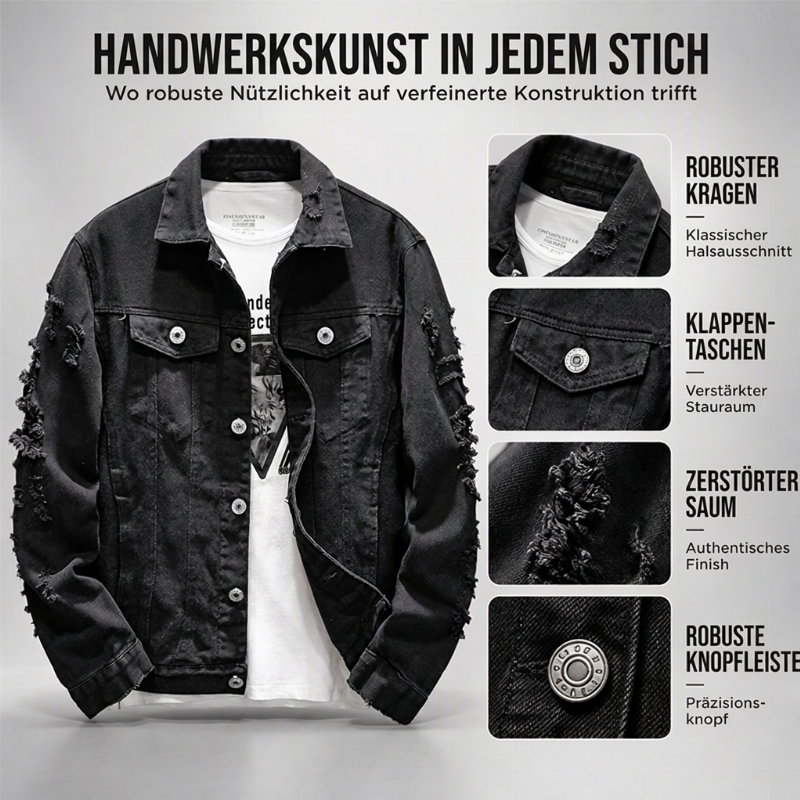 ✨ Neu eingetroffen – Nur heute 50 %! Herren stilvolle, vielseitige Distressed-Denimjacke