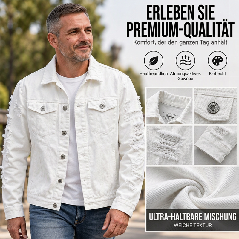 ✨ Neu eingetroffen – Nur heute 50 %! Herren stilvolle, vielseitige Distressed-Denimjacke