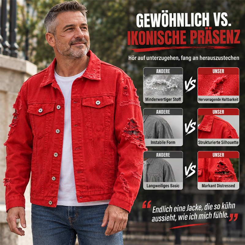 ✨ Neu eingetroffen – Nur heute 50 %! Herren stilvolle, vielseitige Distressed-Denimjacke