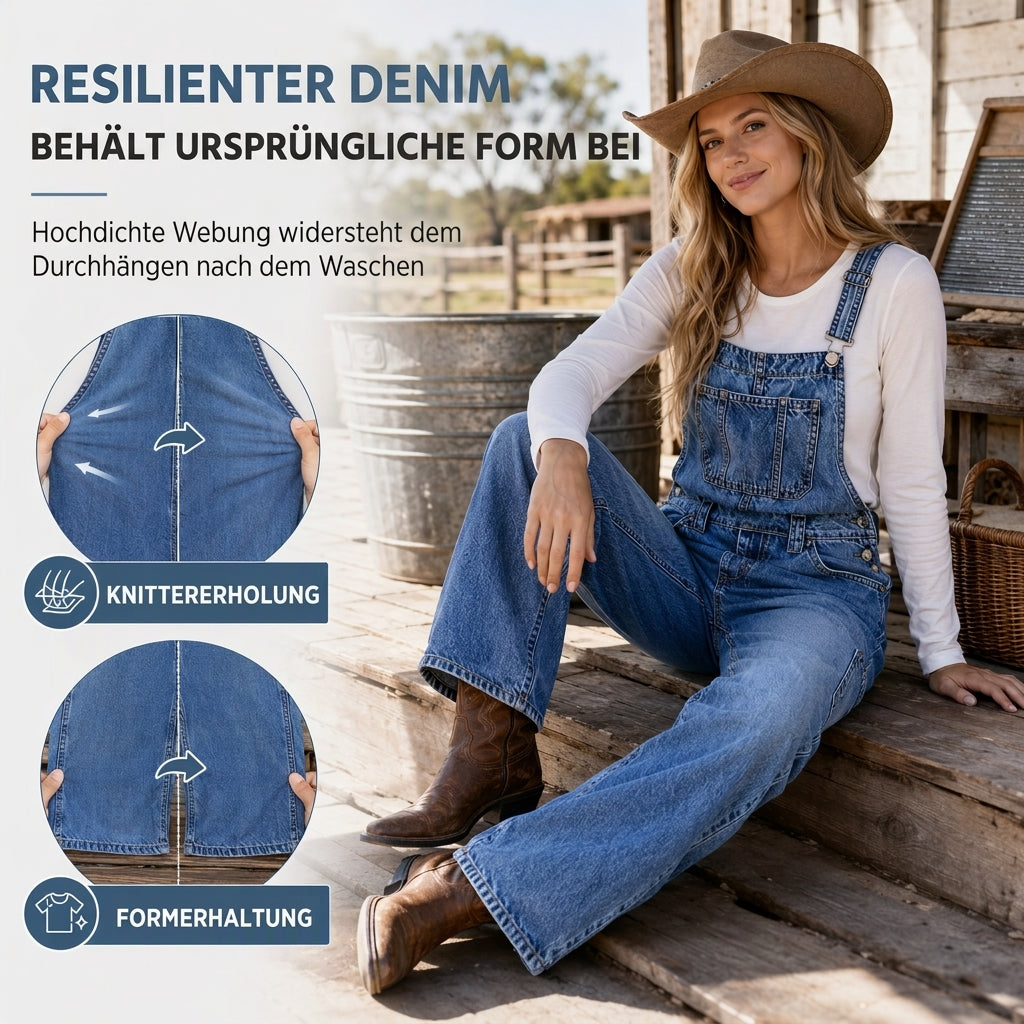 💥 Beliebter Artikel – jetzt im Angebot! 💖✨Damen dehnbare Jeans-Latzhose mit weitem Bein und verstellbaren Trägern