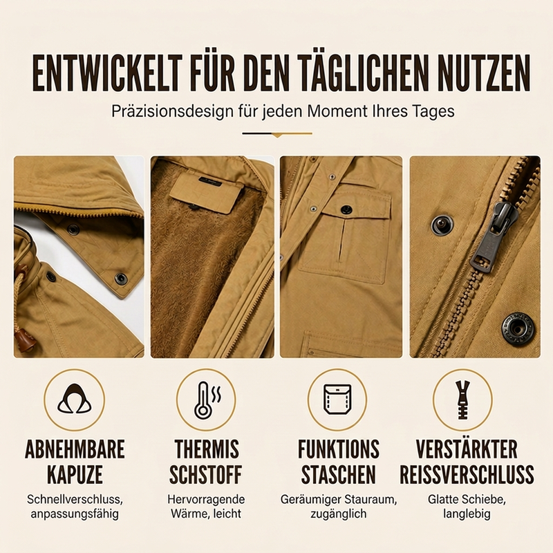 📢Gratis Versand! Solange der Vorrat reicht!📢 Wärmende Winterjacke für Herren mit abnehmbarer Kapuze